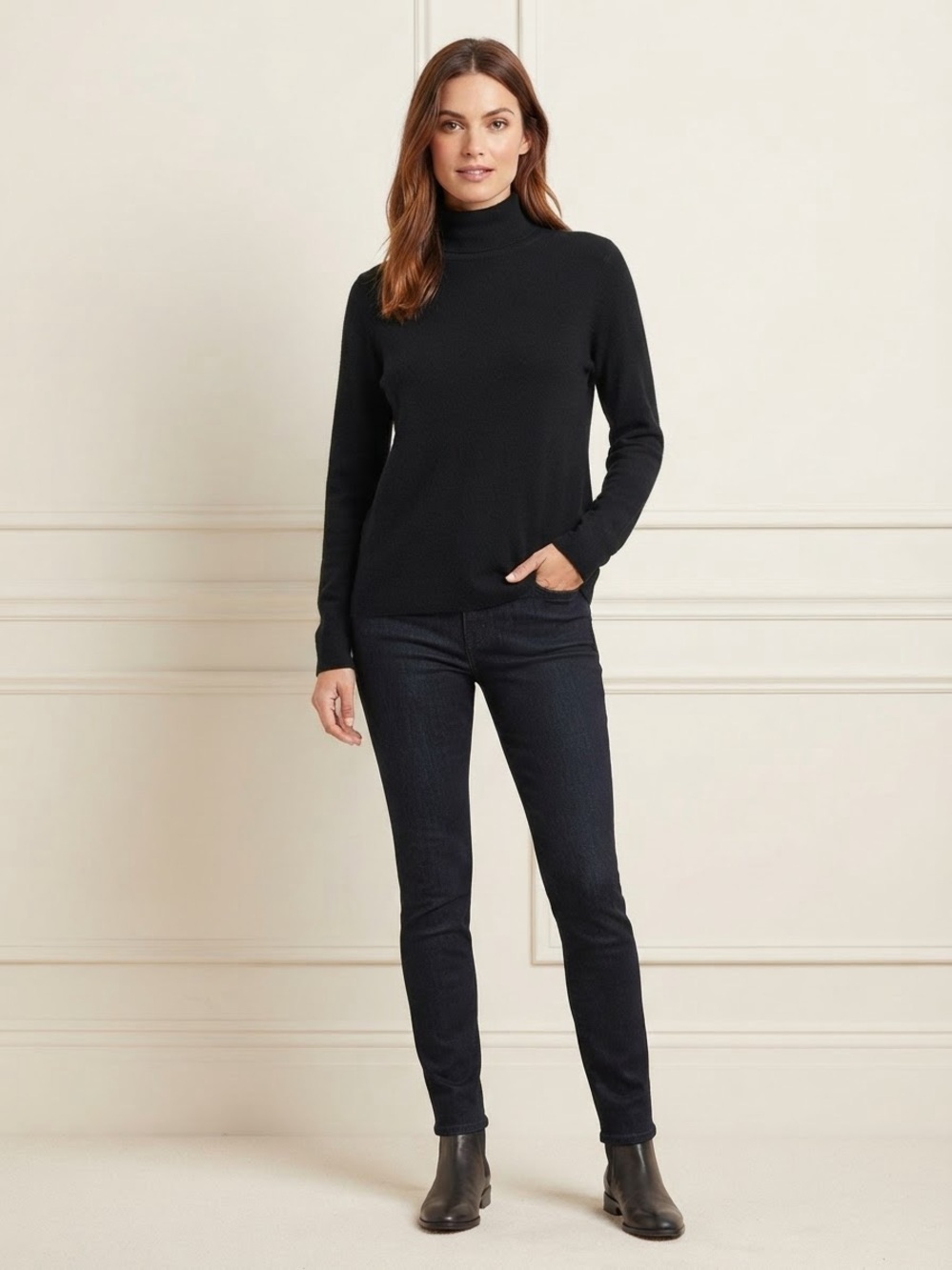 Peruvian Connection Black Pima Cotton Turtleneck Sweater Size S EUC